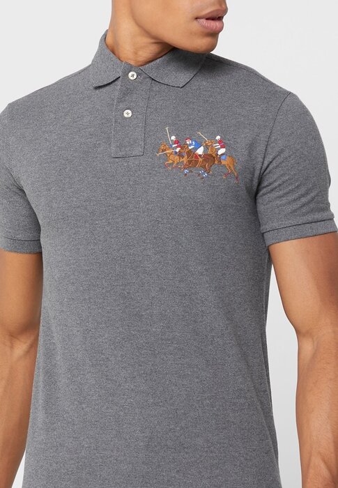 Šedé pánské polokošile Ralph Lauren s vyšívaným logem Šedé pánské polokošile Ralph Lauren s vyšívaným logem