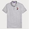 Šedé pánské polokošile Slim Fit Bear na zakázku Ralph Lauren Šedé pánské polokošile Slim Fit Bear na zakázku Ralph Lauren