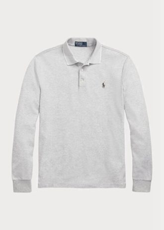 Šedé pánské polokošile Slim Fit Birdseye značky Ralph Lauren Šedé pánské polokošile Slim Fit Birdseye značky Ralph Lauren