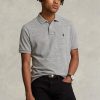 Šedé pánské polokošile Slim Fit Mesh Polo od Ralph Lauren