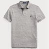 Šedé pánské polokošile Slim Fit Mesh Polo od Ralph Lauren