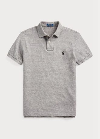 Šedé pánské polokošile Slim Fit Mesh Polo od Ralph Lauren Šedé pánské polokošile Slim Fit Mesh Polo od Ralph Lauren