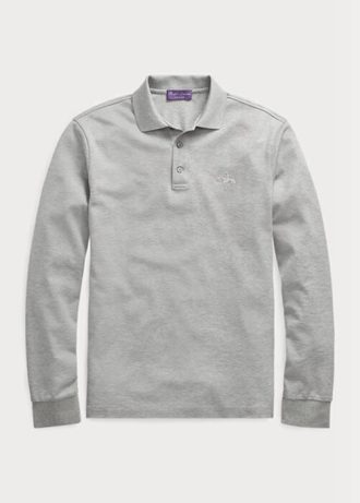 Šedé pánské polokošile Slim Fit Pique Ralph Lauren Custom Šedé pánské polokošile Slim Fit Pique Ralph Lauren Custom