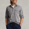 Šedé pánské pracovní košile Ralph Lauren Classic Fit Chino Šedé pánské pracovní košile Ralph Lauren Classic Fit Chino
