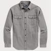 Šedé pánské pracovní košile Ralph Lauren Classic Fit Chino Šedé pánské pracovní košile Ralph Lauren Classic Fit Chino