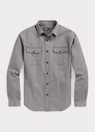 Šedé pánské pracovní košile Ralph Lauren Classic Fit Chino Šedé pánské pracovní košile Ralph Lauren Classic Fit Chino