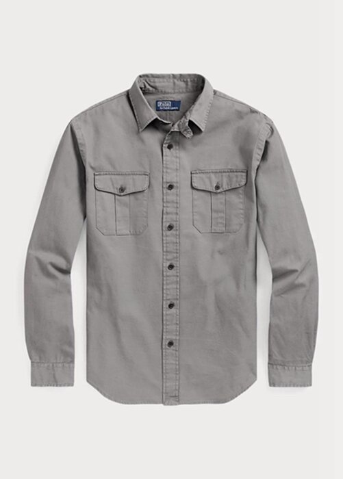 Šedé pánské pracovní košile Ralph Lauren Classic Fit Chino Šedé pánské pracovní košile Ralph Lauren Classic Fit Chino