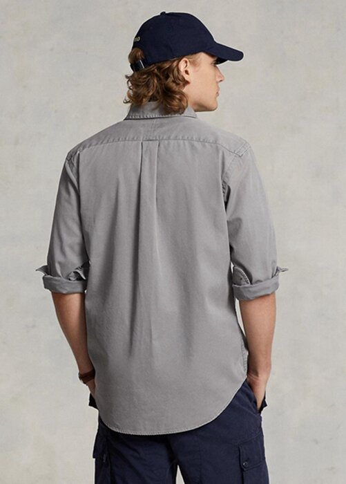 Šedé pánské pracovní košile Ralph Lauren Classic Fit Chino Šedé pánské pracovní košile Ralph Lauren Classic Fit Chino