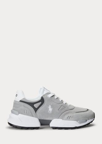 Šedé pánské Ralph Lauren Jogger Suede & Síťované tenisky Šedé pánské Ralph Lauren Jogger Suede & Síťované tenisky