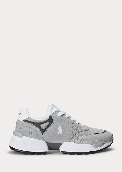 Šedé pánské Ralph Lauren Jogger Suede & Síťované tenisky Šedé pánské Ralph Lauren Jogger Suede & Síťované tenisky