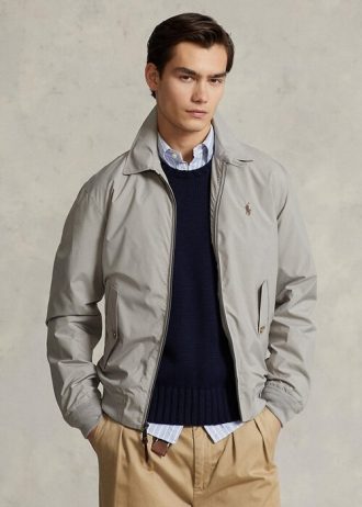 Šedé pánské sbalitelné vodoodpudivé bundy Ralph Lauren