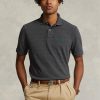 Šedé pánské Slim Fit Mesh Polo košile Ralph Lauren Custom Šedé pánské Slim Fit Mesh Polo košile Ralph Lauren Custom