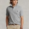 Šedé pánské Slim Fit Mesh Polo košile Ralph Lauren Custom Šedé pánské Slim Fit Mesh Polo košile Ralph Lauren Custom