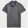 Šedé pánské Slim Fit Mesh Polo košile Ralph Lauren Custom Šedé pánské Slim Fit Mesh Polo košile Ralph Lauren Custom
