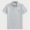 Šedé pánské Slim Fit Mesh Polo košile Ralph Lauren Custom Šedé pánské Slim Fit Mesh Polo košile Ralph Lauren Custom