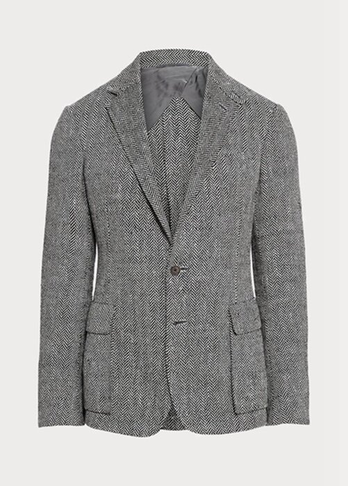 Šedé pánské sportovní blejzry Ralph Lauren Kent ručně vyráběné s rybí kostí Šedé pánské sportovní blejzry Ralph Lauren Kent ručně vyráběné s rybí kostí