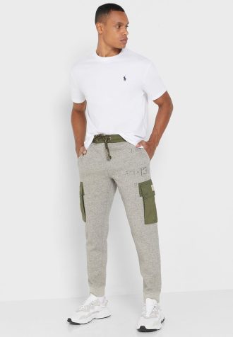 Šedé pánské tepláky Ralph Lauren s potiskem