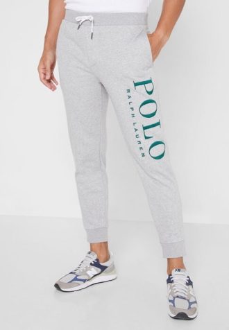 Šedé pánské tepláky s manžetou Ralph Lauren Logo