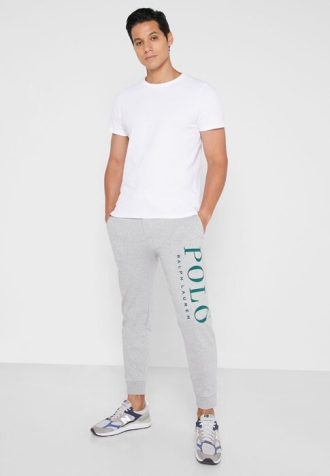 Šedé pánské tepláky s manžetou Ralph Lauren Logo