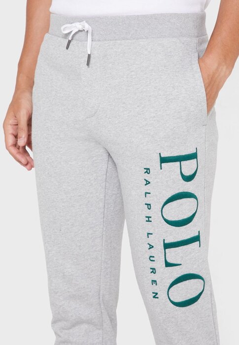 Šedé pánské tepláky s manžetou Ralph Lauren Logo Šedé pánské tepláky s manžetou Ralph Lauren Logo