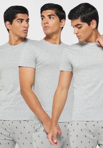 Šedá pánská trička Ralph Lauren 3 Pack Assorted Crew Neck
