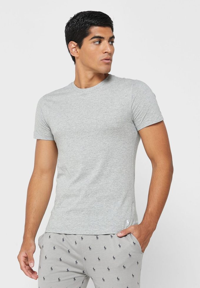 Šedá pánská trička Ralph Lauren 3 Pack Assorted Crew Neck