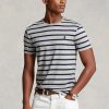 Šedá pánská trička Ralph Lauren Custom Slim pruhovaná měkká bavlna Šedá pánská trička Ralph Lauren Custom Slim pruhovaná měkká bavlna