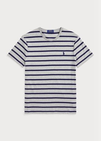 Šedá pánská trička Ralph Lauren Custom Slim pruhovaná měkká bavlna