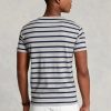 Šedá pánská trička Ralph Lauren Custom Slim pruhovaná měkká bavlna Šedá pánská trička Ralph Lauren Custom Slim pruhovaná měkká bavlna