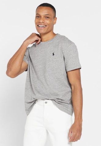 Šedá pánská trička Ralph Lauren Essential Crew Neck