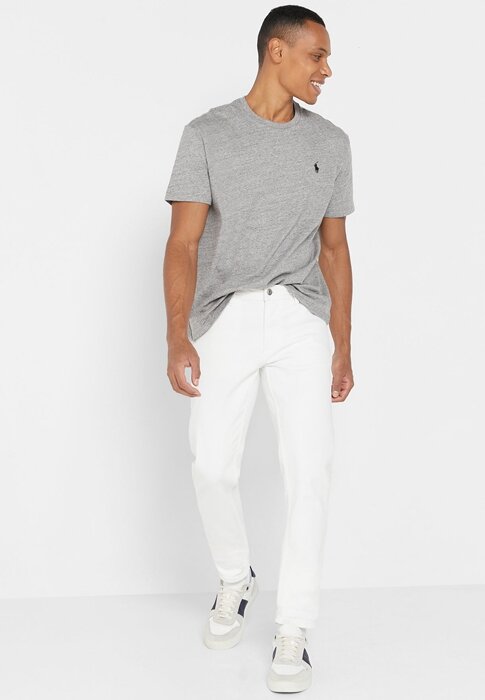 Šedá pánská trička Ralph Lauren Essential Crew Neck Šedá pánská trička Ralph Lauren Essential Crew Neck