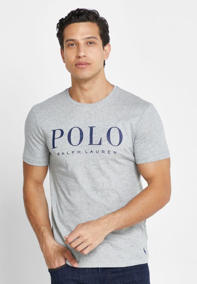 Šedá pánská trička Ralph Lauren Logo Crew Neck Šedá pánská trička Ralph Lauren Logo Crew Neck