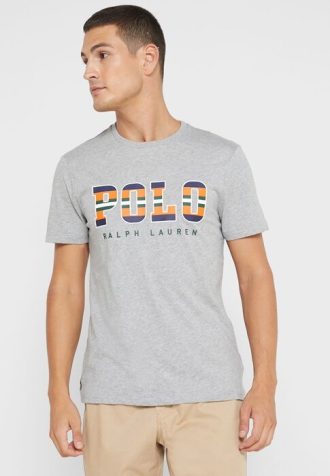Šedá pánská trička Ralph Lauren Logo Crew Neck