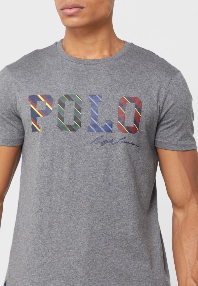 Šedá pánská trička Ralph Lauren Logo Crew Neck