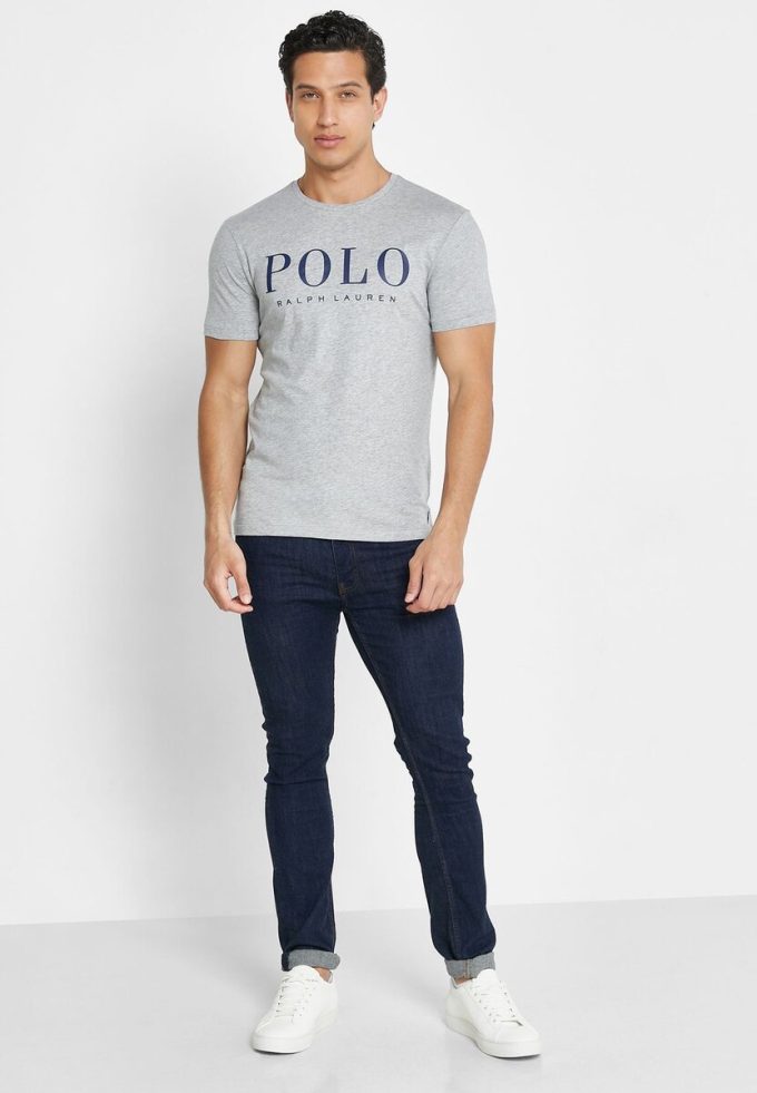 Šedá pánská trička Ralph Lauren Logo Crew Neck Šedá pánská trička Ralph Lauren Logo Crew Neck