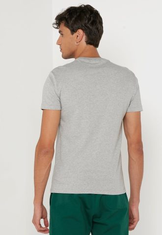 Šedá pánská trička Ralph Lauren s potištěným výstřihem