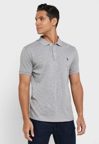 Šedé pánské základní polokošile Ralph Lauren Šedé pánské základní polokošile Ralph Lauren