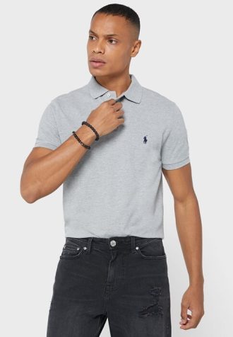 Šedé pánské základní polokošile Ralph Lauren Šedé pánské základní polokošile Ralph Lauren