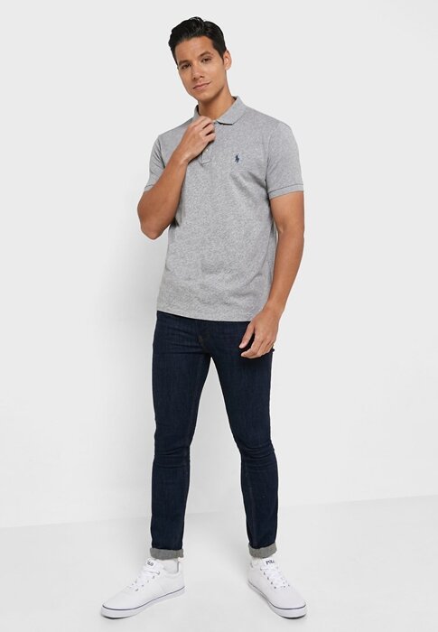 Šedé pánské základní polokošile Ralph Lauren Šedé pánské základní polokošile Ralph Lauren