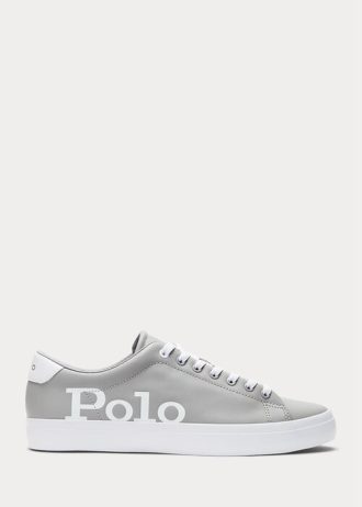 Šedo/bílé pánské kožené tenisky Ralph Lauren Longwood Logo Šedo/bílé pánské kožené tenisky Ralph Lauren Longwood Logo