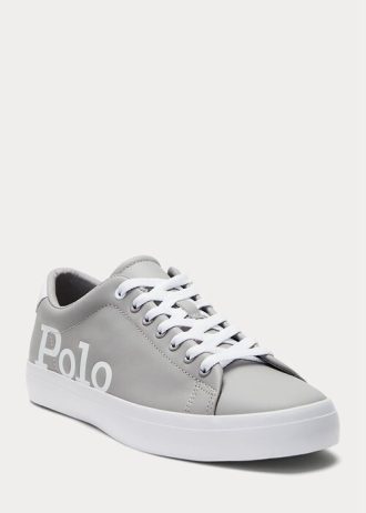 Šedo/bílé pánské kožené tenisky Ralph Lauren Longwood Logo Šedo/bílé pánské kožené tenisky Ralph Lauren Longwood Logo