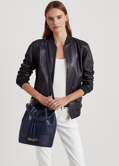 Elegantní dámská kožená kabelka Ralph Lauren Navy Elegantní dámská kožená kabelka Ralph Lauren Navy