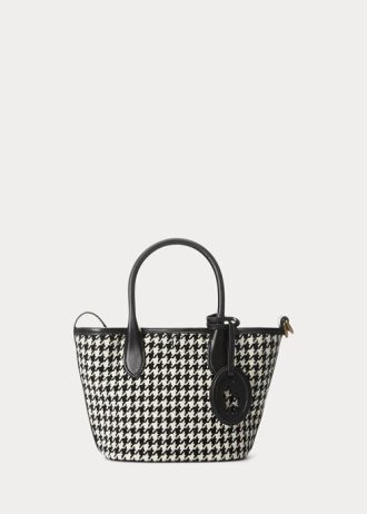 Černé/bílé dámské kabelky Houndstooth Ralph Lauren Houndstooth Mini Bellport