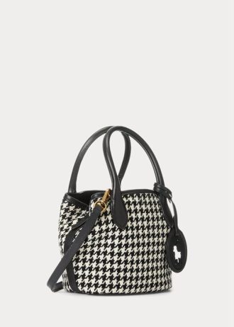 Černé/bílé dámské kabelky Houndstooth Ralph Lauren Houndstooth Mini Bellport