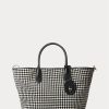 Černé/bílé dámské kabelky Houndstooth Ralph Lauren Houndstooth střední Bellport
