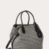 Černé/bílé dámské kabelky Houndstooth Ralph Lauren Houndstooth střední Bellport