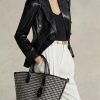 Černé/bílé dámské kabelky Houndstooth Ralph Lauren Houndstooth střední Bellport