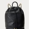 Černé dámské batohy Ralph Lauren Nappa Leather Medium Izzie
