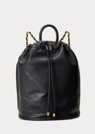 Černé dámské batohy Ralph Lauren Nappa Leather Medium Izzie