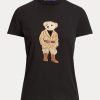 Černá dámská bavlněná trička Ralph Lauren Safari Polo Bear Černá dámská bavlněná trička Ralph Lauren Safari Polo Bear